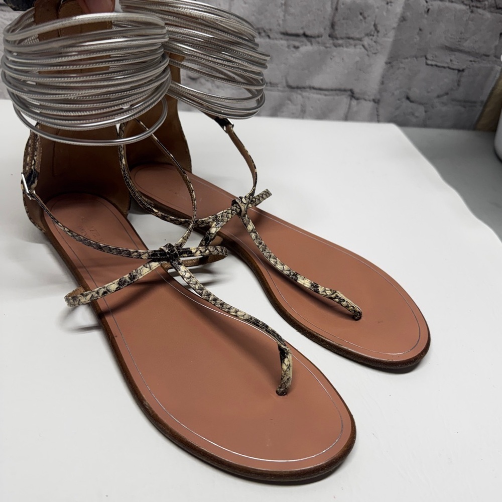 Aquazzura Braided Leather Sandals in Brown and Tan size 41
